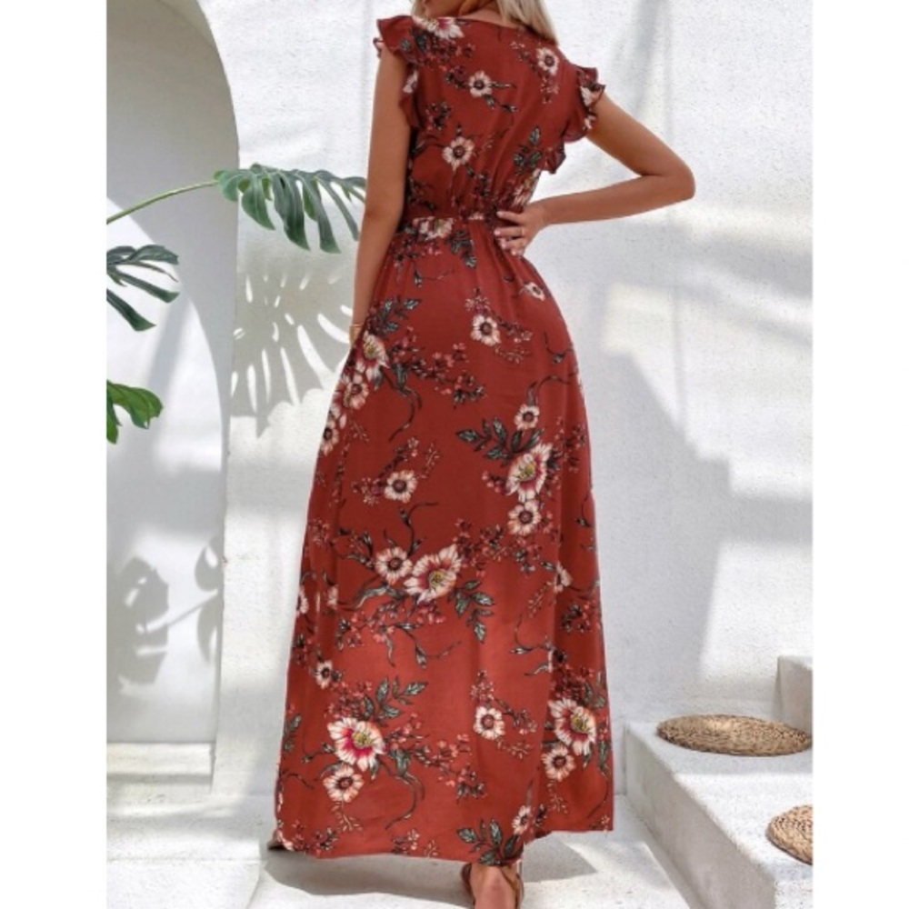 Boho floral print slit thigh maxi dress - Picture 12 of 16